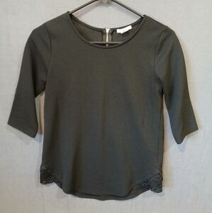 Bar III Women's Blouse Black Small Pullover 3/4 Sleeve